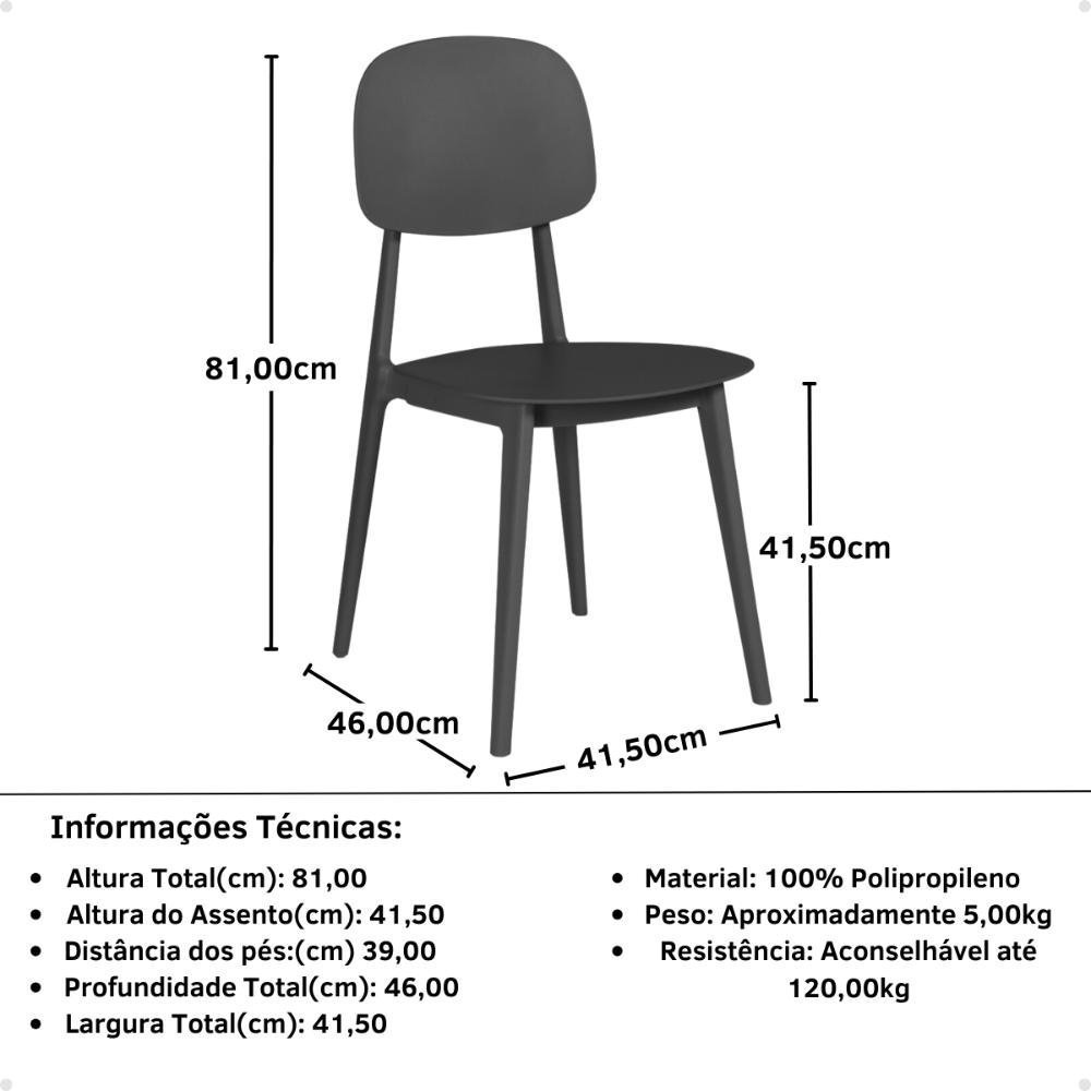 Cadeira de Jantar Itália para Sala/cozinha em Polipropileno - Preto - 6