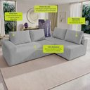 Ver imagem 3 de Sofá de Canto Modular Vibe Direito 2,70m x 1,70m Xpand Tech Tecido Velourê Cinza Claro Cama Inbox