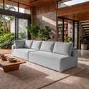 Ver imagem 4 de Sofá de Canto Modular Vibe Direito 2,70m x 1,70m Xpand Tech Tecido Velourê Cinza Claro Cama Inbox