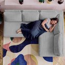 Ver imagem 7 de Sofá de Canto Modular Vibe Direito 2,70m x 1,70m Xpand Tech Tecido Velourê Cinza Claro Cama Inbox