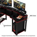 Ver imagem 2 de Mesa Escrivaninha Gamer com Gancho para Headset - Preto/Verm