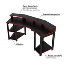 Ver imagem 3 de Mesa Escrivaninha Gamer com Gancho para Headset - Preto/Verm
