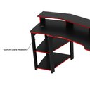 Ver imagem 4 de Mesa Escrivaninha Gamer com Gancho para Headset - Preto/Verm