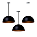 Ver imagem 1 de Kit 3 Lustres Pendentes Meia Lua 40cm Alumínio Decorações Cor: Preto