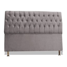 Cabeceira de Cama Box Eliane King 195 Cm Suede Prata Dimazza Móveis - Prata - 1