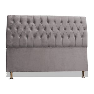 Cabeceira de Cama Box Eliane King 195 Cm Suede Prata Dimazza Móveis - Prata