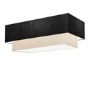 Ver imagem 1 de Plafon Duplo Retangular Vivare Md-3044 Cúpula em Tecido Bivolt Preto-linho-bege 127/220v