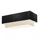 Ver imagem 3 de Plafon Duplo Retangular Vivare Md-3044 Cúpula em Tecido Bivolt Preto-linho-bege 127/220v