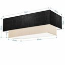 Ver imagem 2 de Plafon Duplo Retangular Vivare Md-3044 Cúpula em Tecido Bivolt Preto-linho-bege 127/220v