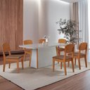 Ver imagem 1 de Mesa de Jantar Diane 180cm Tampo Mdf Vidro Canto Copo com 6 Cadeiras Copper