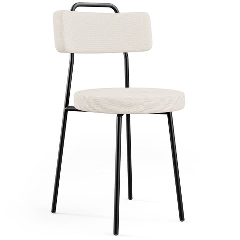 Cadeira Decorativa Estofada Para Sala De Jantar Barcelona F01 Linho Bege - Lyam Decor