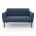 Ver imagem 1 de Sofá Namoradeira 2 Lugares Base de Madeira Preto Elisa Suede D03 - D'Rossi Cor Azul Marinho