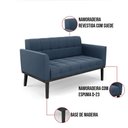 Ver imagem 7 de Sofá Namoradeira 2 Lugares Base de Madeira Preto Elisa Suede D03 - D'Rossi Cor Azul Marinho