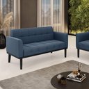 Ver imagem 4 de Sofá Namoradeira 2 Lugares Base de Madeira Preto Elisa Suede D03 - D'Rossi Cor Azul Marinho