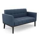 Ver imagem 5 de Sofá Namoradeira 2 Lugares Base de Madeira Preto Elisa Suede D03 - D'Rossi Cor Azul Marinho