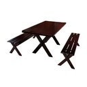 Ver imagem 2 de Conjunto Mesa 1,6m e 2 Bancos e 2 Banquetas Sem Encosto Madeira Maciça Eucalipto:Tabaco