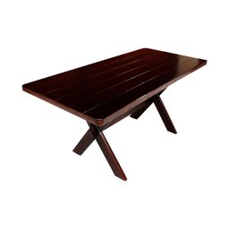Conjunto Mesa 1,6m e 2 Bancos e 2 Banquetas Sem Encosto Madeira Maciça Eucalipto:Tabaco - 4