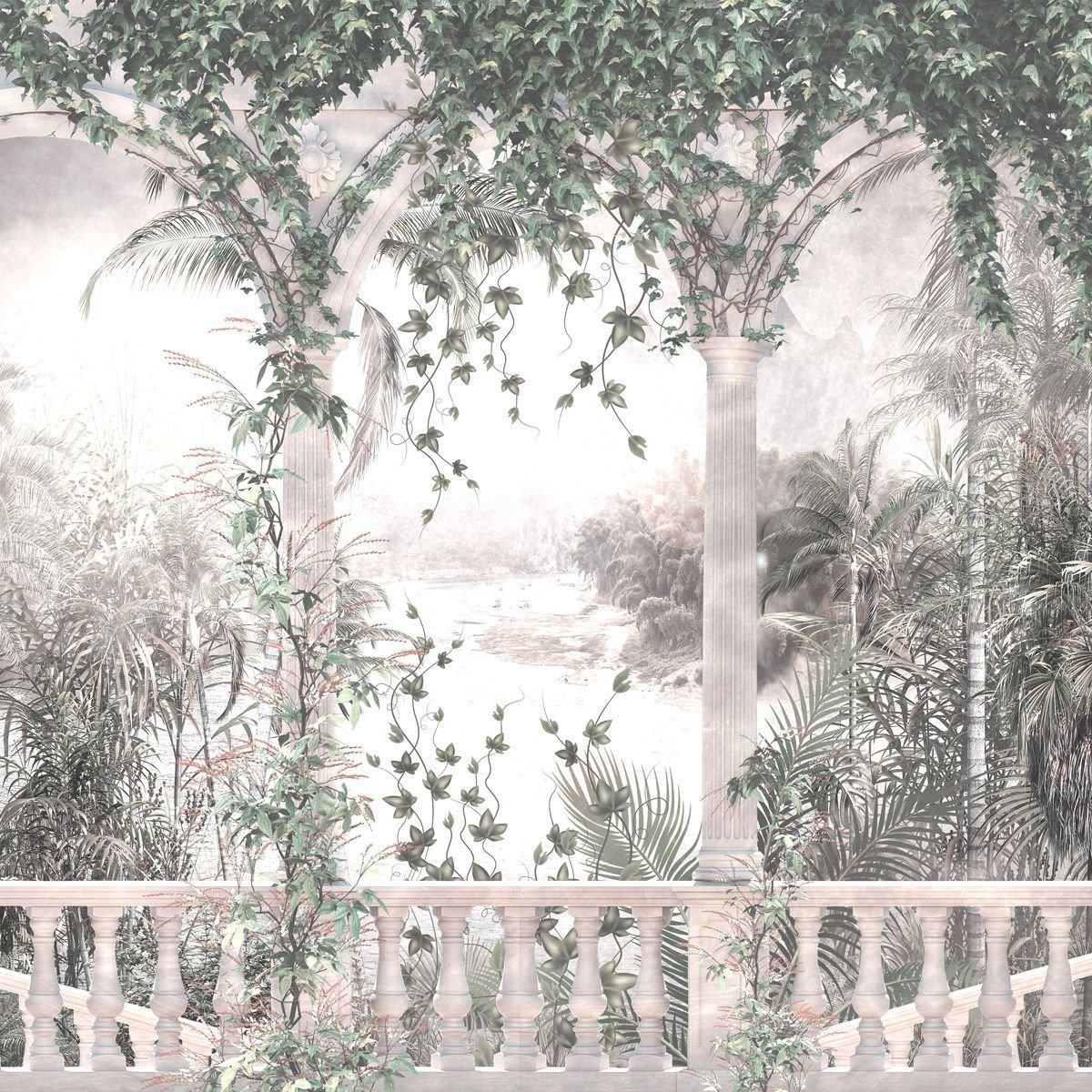 Ver imagem 3 de Papel de Parede Adesivo Floresta Tropical Arco Romano - Painel