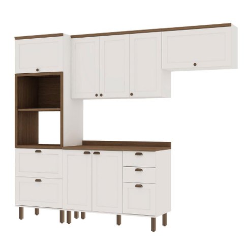 Cozinha Modulada Cristal 269,7cm Conjunto Provençal Completo Cor:branco com Ébano