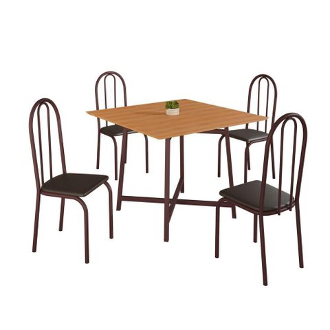 Conjunto Sala de Jantar 90x90 Ilhabela 4 Cad Marrom C- Preto