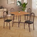 Ver imagem 2 de Conjunto Sala de Jantar 90x90 Ilhabela 4 Cad Marrom C- Preto