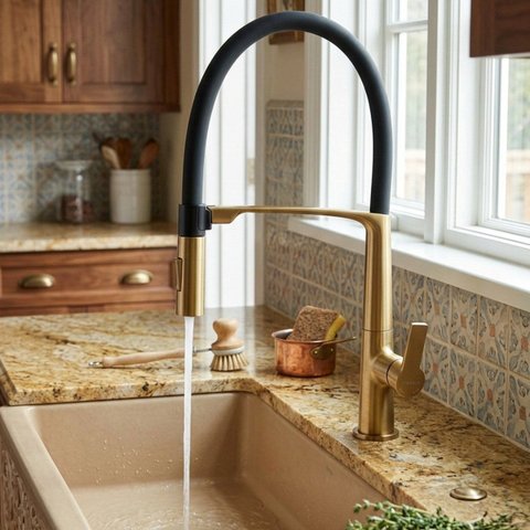 Torneira Monocomando Gourmet Flex Pro Casavilla Preto/Dourado