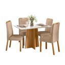 Ver imagem 1 de Conjunto Sala de Jantar Mesa Anitta 120x80 4 Cadeiras Anitta Ype/off/linho Areia