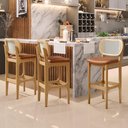 Ver imagem 7 de Kit 06 Banquetas Altas para Cozinha Bancada Sala Tela Betta Fixa L02 Couríssimo Whisky - Lyam