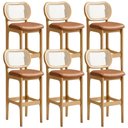 Ver imagem 1 de Kit 06 Banquetas Altas para Cozinha Bancada Sala Tela Betta Fixa L02 Couríssimo Whisky - Lyam