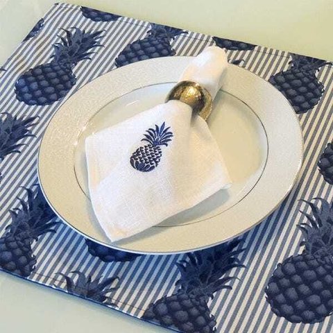 Kit com 4 Peças Jogo Americano Vivain Semi Impermeável Dupla Face Abacaxi