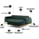 Ver imagem 4 de Sofá 5 Lugares com Chaise Direito Sala Estar Molino 300cm D02 Linho Verde Musgo C-117 - Lyam Decor