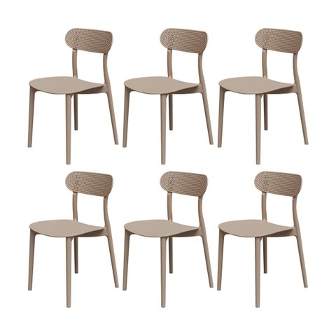 Kit 6 Cadeiras de Jantar Simpla Estilo Telinha em Plástico