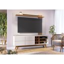 Ver imagem 4 de Rack Teba com Painel para Tv 70 Polegadas com Adega Vinhos Off White Matte Freijó