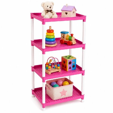 Prateleira Organizadora Rosa Infantil 4 Andares com Nichos Multiuso para Brinquedos Sapatos Lavander