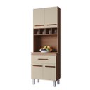 Ver imagem 1 de Paneleiro Multiuso Vitória 4 Portas 1 Gaveta com Nicho para Cozinha Cor:savana / Off White