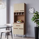 Ver imagem 4 de Paneleiro Multiuso Vitória 4 Portas 1 Gaveta com Nicho para Cozinha Cor:savana / Off White
