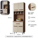 Ver imagem 3 de Paneleiro Multiuso Vitória 4 Portas 1 Gaveta com Nicho para Cozinha Cor:savana / Off White