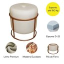 Ver imagem 4 de Puff Redondo Decorativo para Sala Argola Grécia Bege Base Pés Bronze