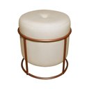 Ver imagem 2 de Puff Redondo Decorativo para Sala Argola Grécia Bege Base Pés Bronze