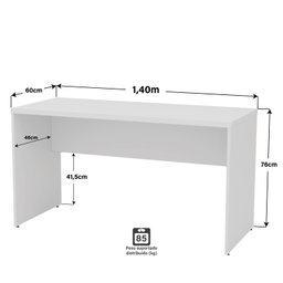 Mesa de Escritório 1.40x60 Tampo 30mm Netmobil - Branco - 5
