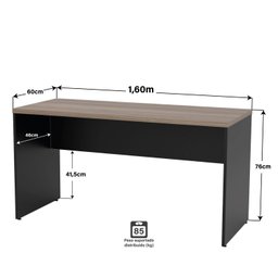 Mesa de Escritório 1.60x60 Tampo 30mm Netmobil - Nogal - 5