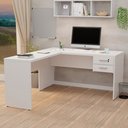 Ver imagem 1 de Mesa de Canto em L para Escritório 1.60x1.50 com Gaveteiro - Branco