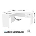 Ver imagem 4 de Mesa de Canto em L para Escritório 1.60x1.50 com Gaveteiro - Branco
