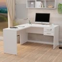 Ver imagem 1 de Mesa de Canto em L para Escritório 1.20x1.50 com Gaveteiro - Branco