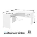 Ver imagem 4 de Mesa de Canto em L para Escritório 1.20x1.50 com Gaveteiro - Branco