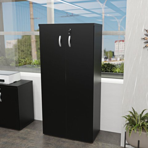 Armário Alto Fechado 1.60x80x42 F.15mm Netmobil - Preto