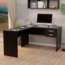 Ver imagem 1 de Mesa de Canto em L para Escritório 1.20x1.50 com Gaveteiro - Preto