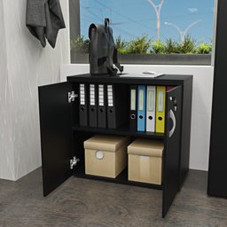 Armário para Escritório Baixo Fechado 800x740x420 F.15mm Netmobil - Preto - 4