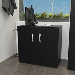 Armário para Escritório Baixo Fechado 800x740x420 F.15mm Netmobil - Preto - 2