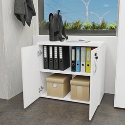 Armário para Escritório Baixo Fechado 800x740x420 F.15mm Netmobil - Branco - 4